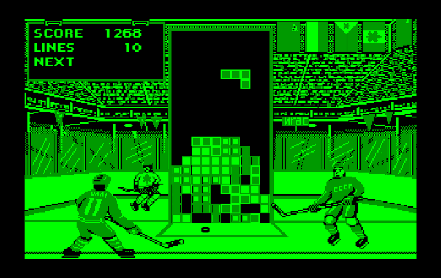Tetris IBM PC/Compatibles Screenshot: Beginning to run out of room.