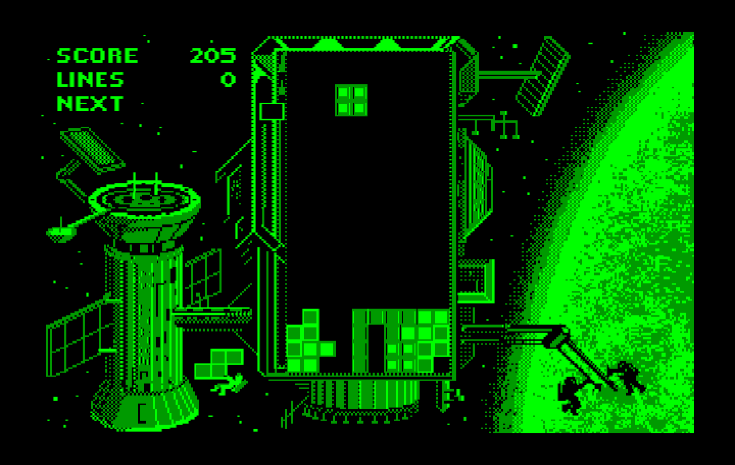 Tetris IBM PC/Compatibles Screenshot: Pieces start to fall into place...