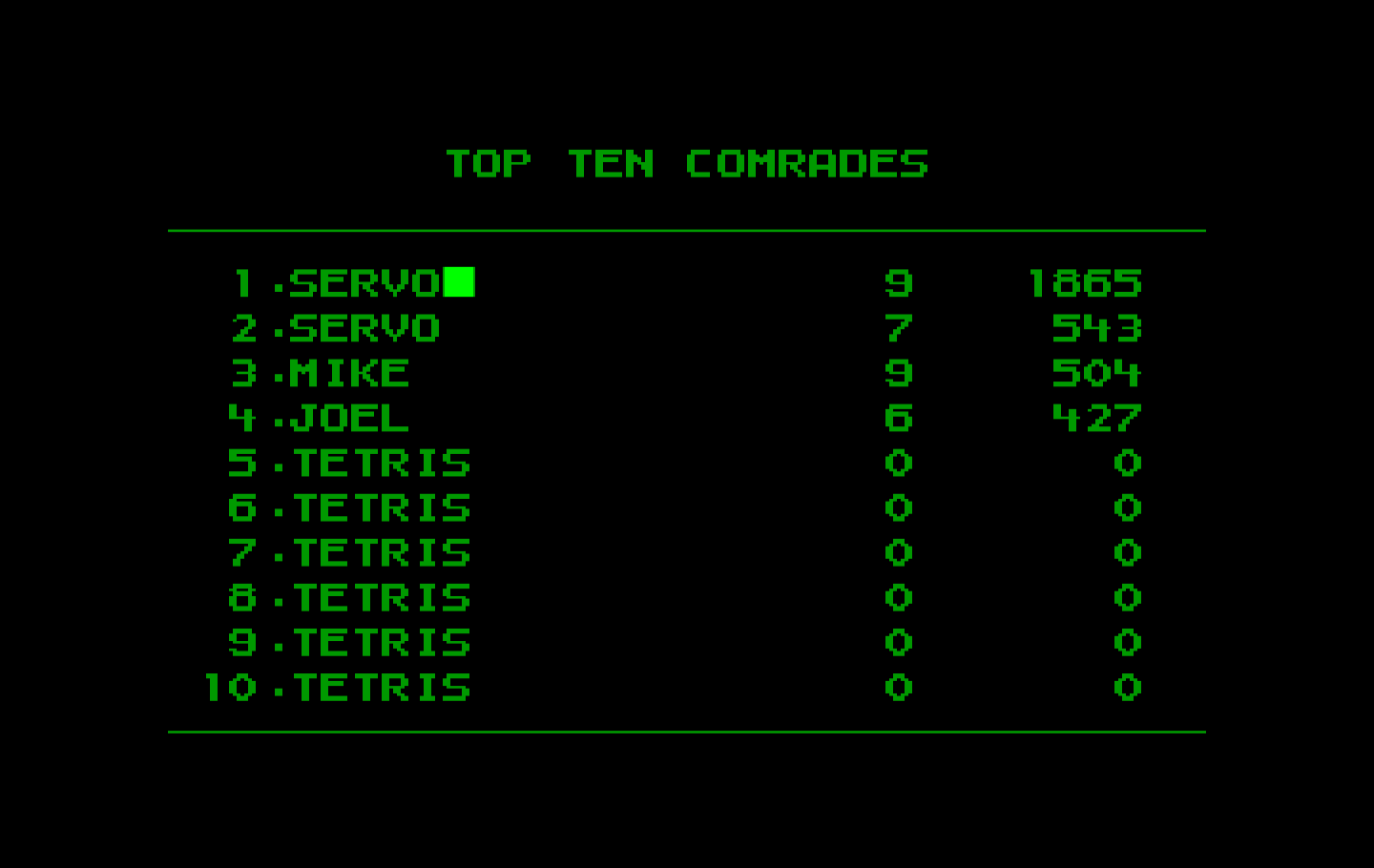 Tetris IBM PC/Compatibles Screenshot: A new high score!