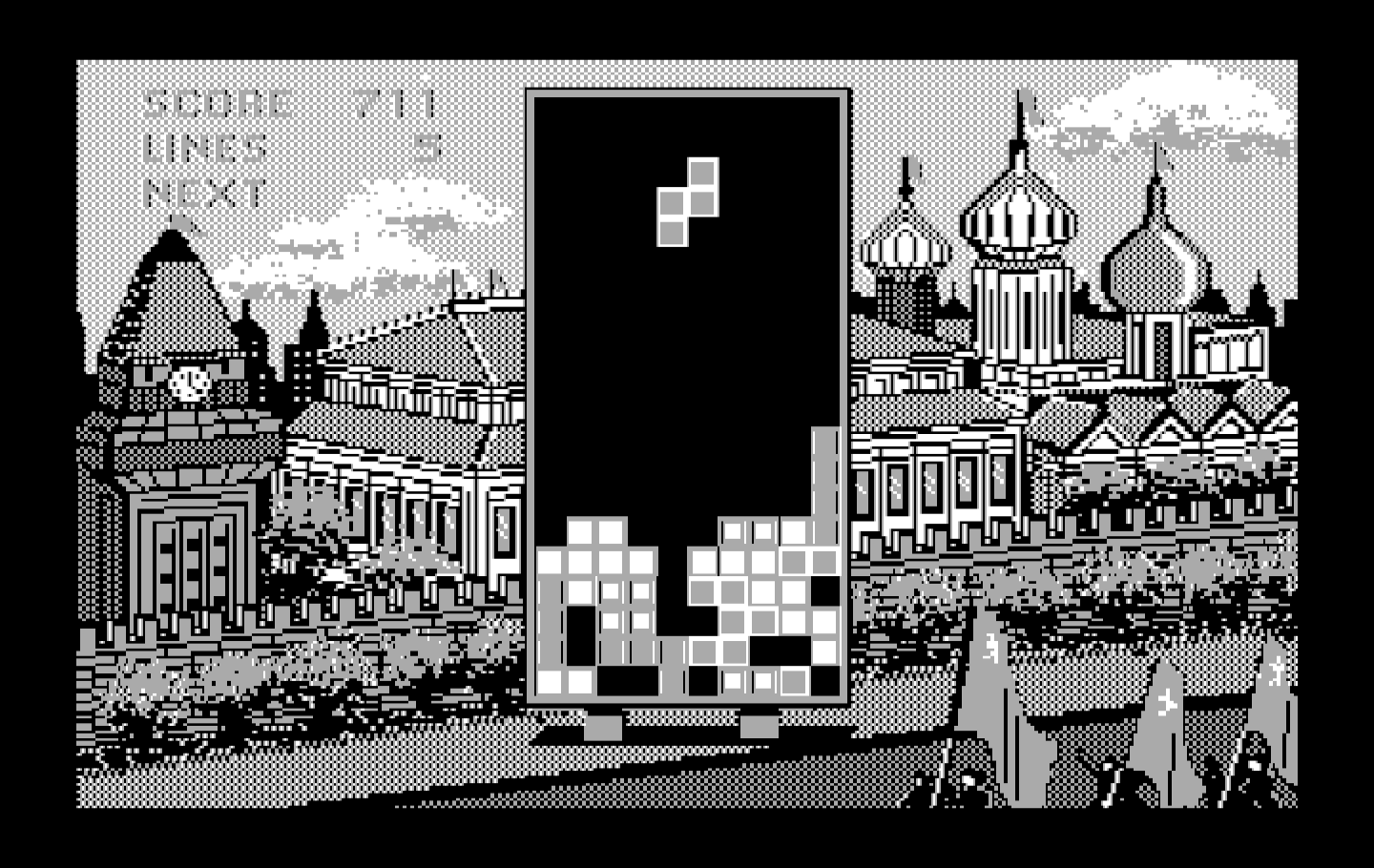 Tetris IBM PC/Compatibles Screenshot: The screen starts to fill up...
