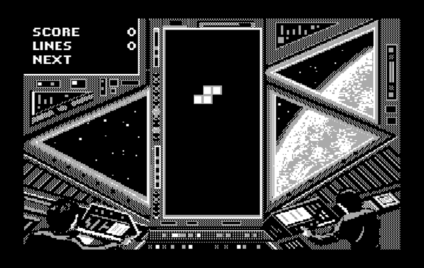 Tetris IBM PC/Compatibles Screenshot: Game start on a tougher level.
