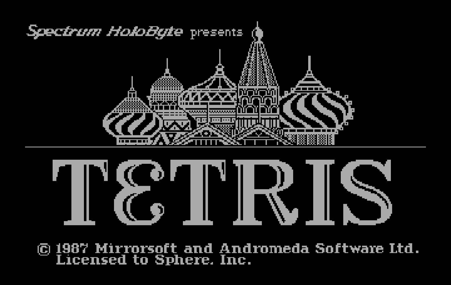 Tetris IBM PC/Compatibles Screenshot: Title screen.