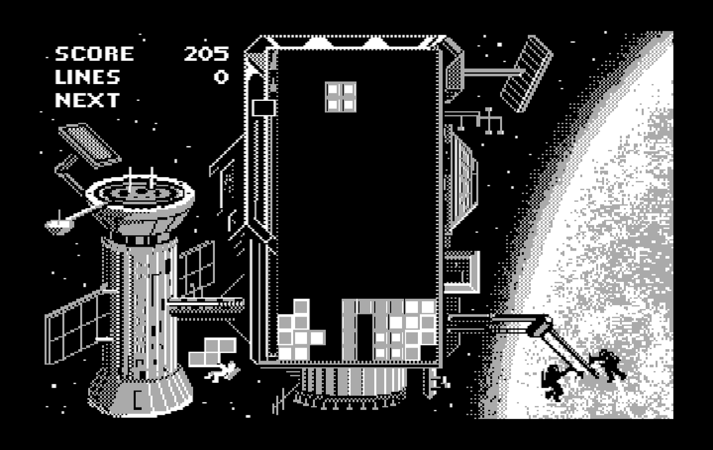 Tetris IBM PC/Compatibles Screenshot: Pieces start to fall into place...