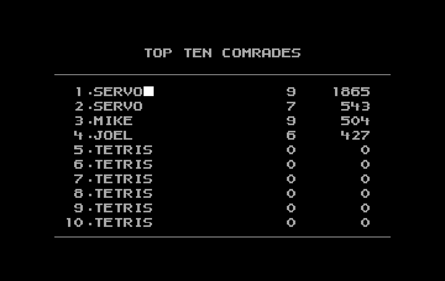Tetris IBM PC/Compatibles Screenshot: A new high score!