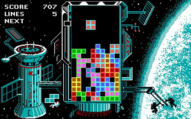 Tetris IBM PC/Compatibles Screenshot: Running out of room!