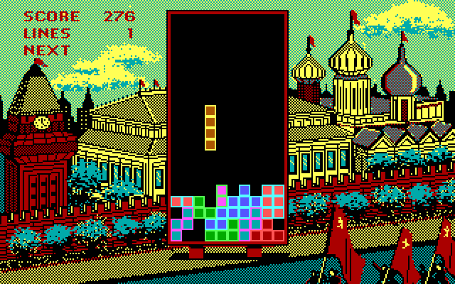 Tetris IBM PC/Compatibles Screenshot: These long straight pieces are always handy!