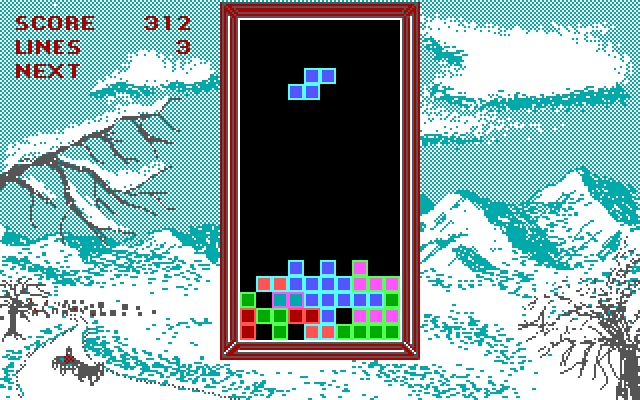 Tetris IBM PC/Compatibles Screenshot: Things are still moving slow, so this will be easy to place.