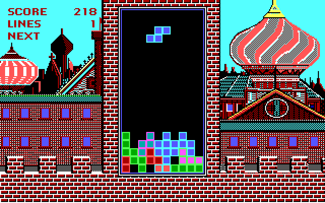 Tetris IBM PC/Compatibles Screenshot: Pieces fall into place...