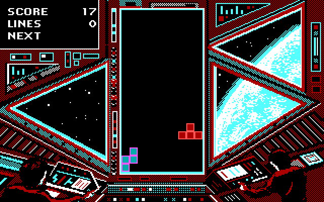 Tetris IBM PC/Compatibles Screenshot: Starting the game on a more difficult level.