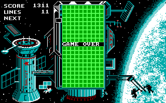 Tetris IBM PC/Compatibles Screenshot: Game over.