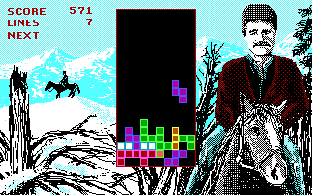 Tetris IBM PC/Compatibles Screenshot: Quick, where to place this piece?