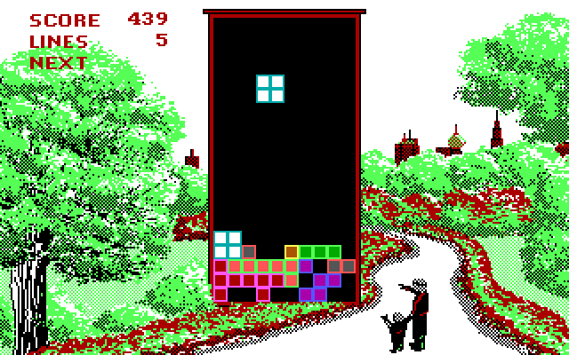 Tetris IBM PC/Compatibles Screenshot: Pieces start to build up...