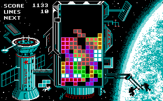 Tetris IBM PC/Compatibles Screenshot: Uh oh, I'm running out of space!