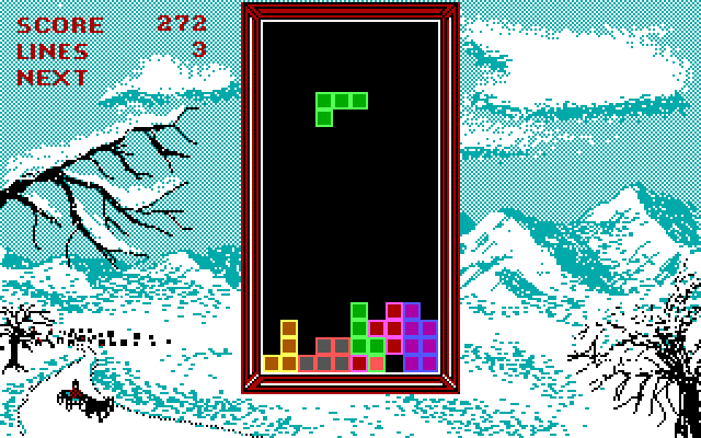 Tetris IBM PC/Compatibles Screenshot: The next piece appears...