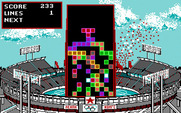 Tetris for IBM PC/Compatibles - The game is over if pieces reach the top of the screen.