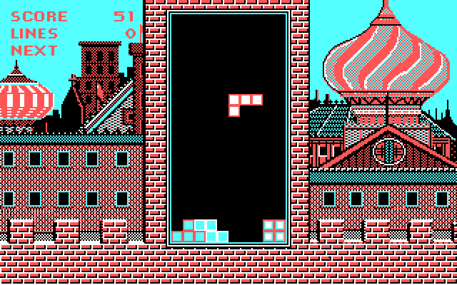Tetris IBM PC/Compatibles Screenshot: The game begins.