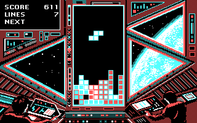 Tetris IBM PC/Compatibles Screenshot: These angled pieces usually aren't too hard to place...