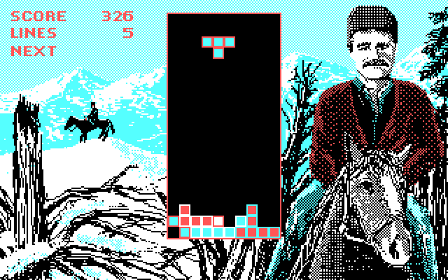 Tetris IBM PC/Compatibles Screenshot: The next piece appears...