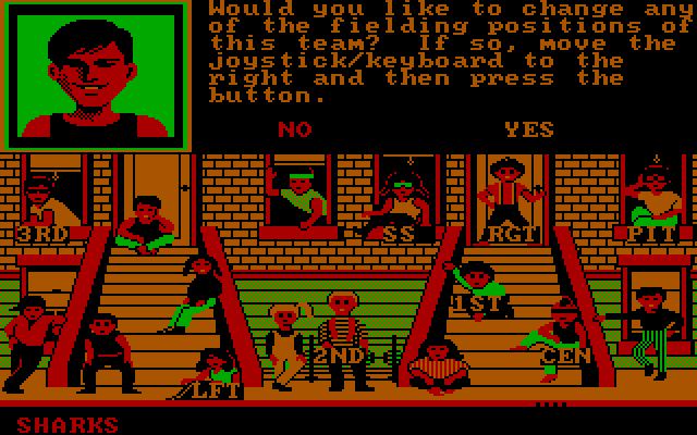 Street Sports Baseball IBM PC/Compatibles Screenshot: Change any of the players?
