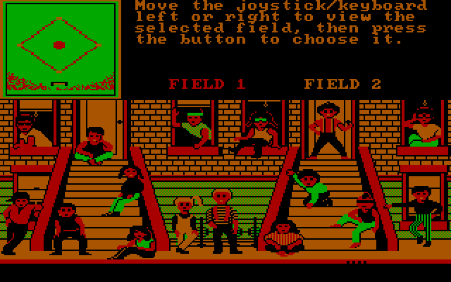 Street Sports Baseball IBM PC/Compatibles Screenshot: Select a field to play on...