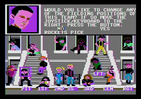 Street Sports Baseball Apple II Screenshot: Change any fielding positions?