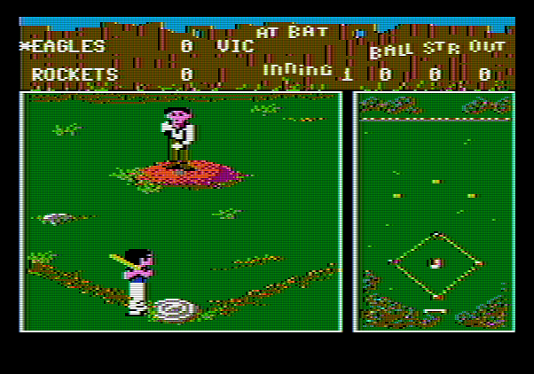 Street Sports Baseball Apple II Screenshot: Game start.