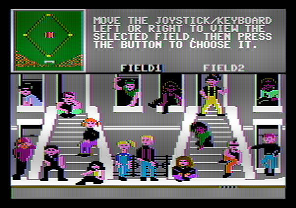 Street Sports Baseball Apple II Screenshot: Select a field to play on.