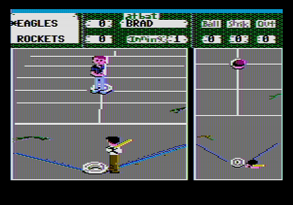 Street Sports Baseball Apple II Screenshot: Ready for the next pitch...
