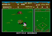 Street Sports Baseball for Apple II - It's a ground ball to outfield...