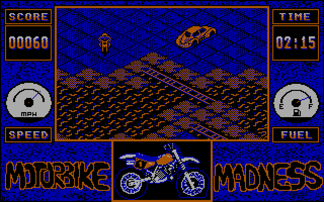 Motorbike Madness IBM PC/Compatibles Screenshot: Don't crash here!