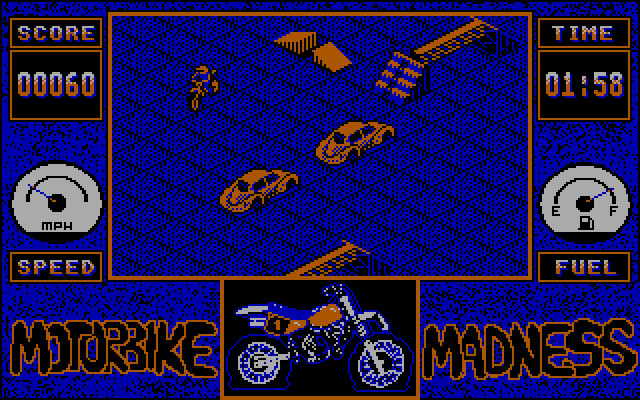 Motorbike Madness IBM PC/Compatibles Screenshot: The first obstacle course.