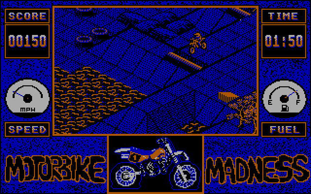 Motorbike Madness IBM PC/Compatibles Screenshot: There are several different obstacle courses to attempt.