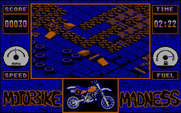 Motorbike Madness for IBM PC/Compatibles - Jumping over an obstacle.