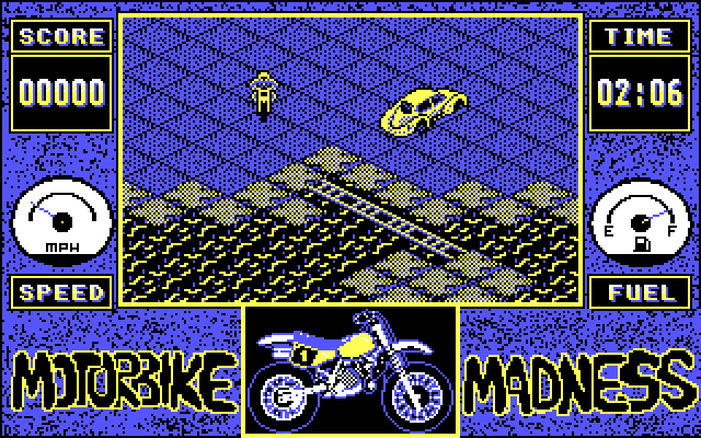 Motorbike Madness IBM PC/Compatibles Screenshot: Can you make it across this narrow bridge?