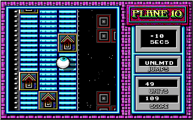 Mind-Roll IBM PC/Compatibles Screenshot: The conveyer belt transports me where I don't want to go...