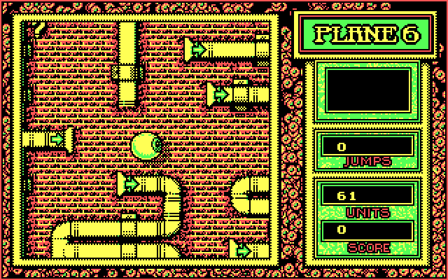 Mind-Roll IBM PC/Compatibles Screenshot: Start of a pipe maze...