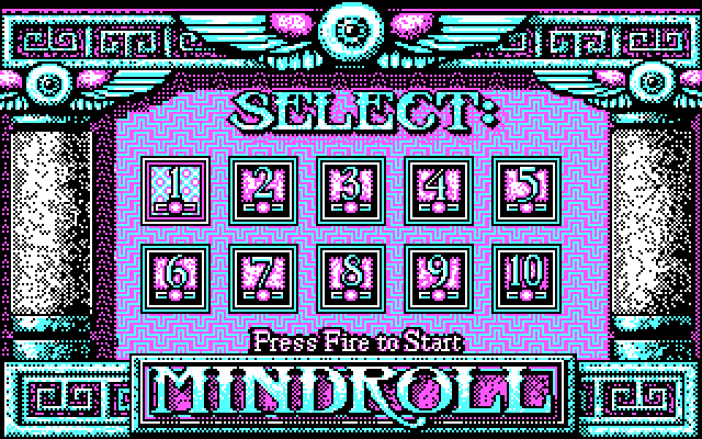 Mind-Roll IBM PC/Compatibles Screenshot: Level select menu.