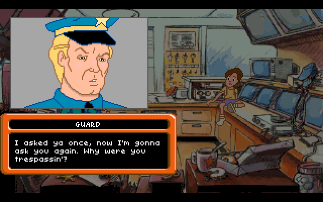 Adventures of Willy Beamish, The IBM PC/Compatibles Screenshot: Caught! Willy is interogated at the police station.