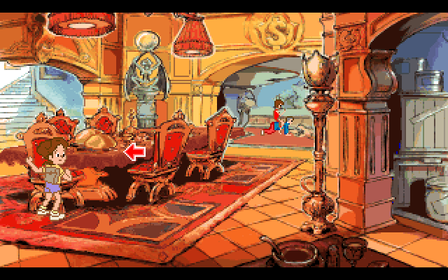 Adventures of Willy Beamish, The IBM PC/Compatibles Screenshot: The red arrow indicates something to take or an action to be performed.