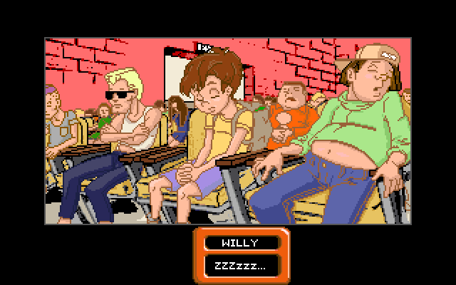 Adventures of Willy Beamish, The IBM PC/Compatibles Screenshot: The students, especially Willy, are bored...