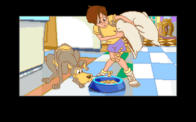 Adventures of Willy Beamish, The IBM PC/Compatibles Screenshot: You get in trouble if you don't feed the dog...