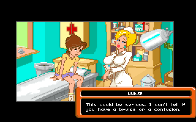 Adventures of Willy Beamish, The IBM PC/Compatibles Screenshot: Willy visits the nurse after pretending to be sick.