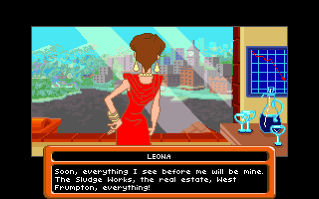 Adventures of Willy Beamish, The IBM PC/Compatibles Screenshot: Meanwhile, in case you forgot that Leona is evil...