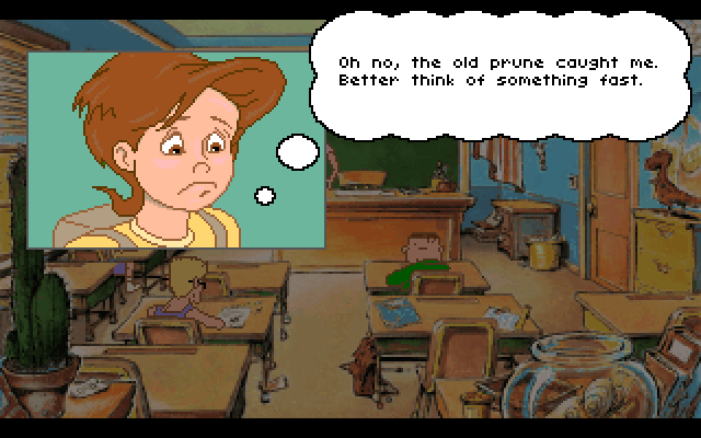 Adventures of Willy Beamish, The IBM PC/Compatibles Screenshot: Caught slacking! Better think of something to say...