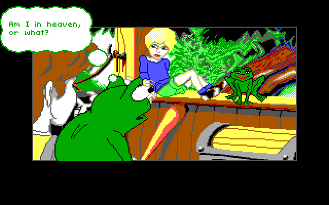 Adventures of Willy Beamish, The IBM PC/Compatibles Screenshot: Willy's frog likes Dana's frog...