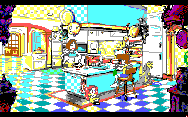 Adventures of Willy Beamish, The IBM PC/Compatibles Screenshot: Helping out in the kitchen...