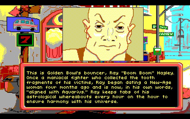 Adventures of Willy Beamish, The IBM PC/Compatibles Screenshot: The magnifying glass icon provides more details about characters.