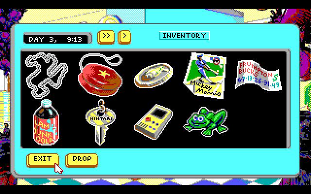 Adventures of Willy Beamish, The IBM PC/Compatibles Screenshot: The inventory menu.