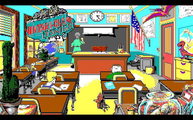 Adventures of Willy Beamish, The IBM PC/Compatibles Screenshot: While in detention willy dreams of the Nintari championships.