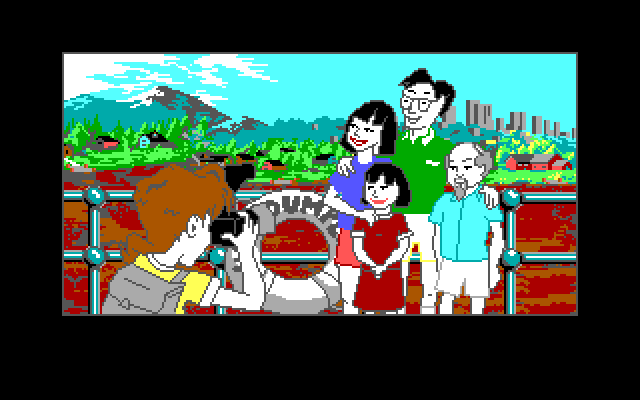 Adventures of Willy Beamish, The IBM PC/Compatibles Screenshot: Willy takes a picture for some tourists.